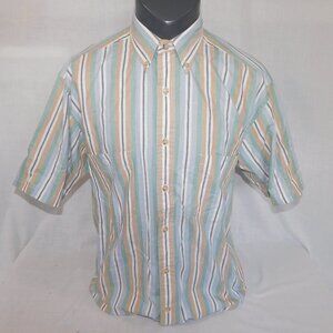 VTG Eddie Bauer Mens M Northwest Chambray Striped Short Sleeve Button Shirt